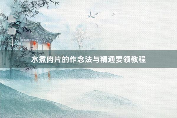 水煮肉片的作念法与精通要领教程